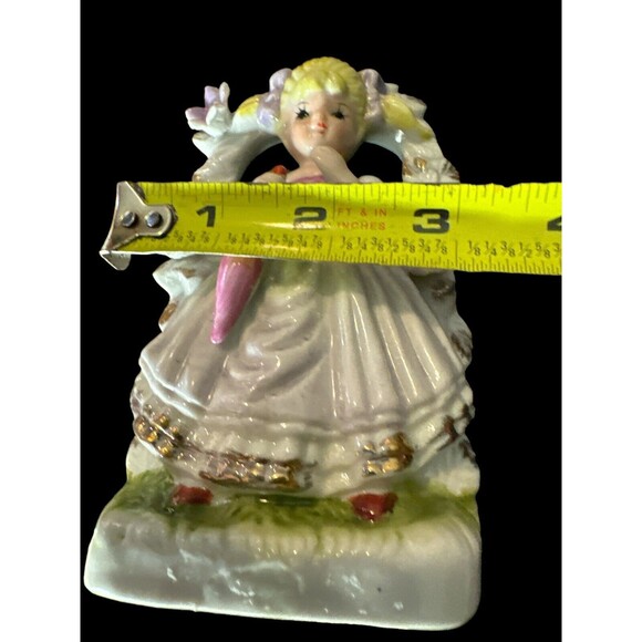 Vtg Porcelain Blonde Girl Figurine Under Arbor with Parasol By Sophia Ann 5.5”H - Picture 7 of 8